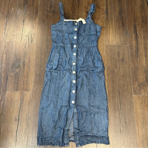 🆕 LOVESTITCH Denim Button Front Midi Dress NEW SZ MED - Picture 1 of 5